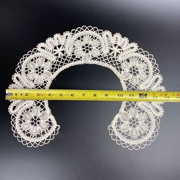 Bobbin Lace Russian Vologda Collar Vintage Linen Ivory - Picture 9 of 9